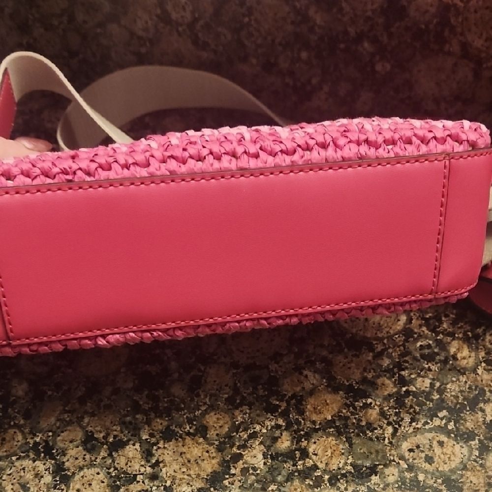 Michael Kors Pink and Cream Woven Crossbody Bag with Accessories - Picture 5 of 6